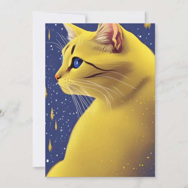 Beautiful Yellow Cat with Blue Eyes  Holiday Card (Front)