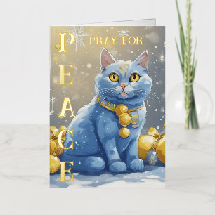 Beautiful Yellow Cat with Blue Eyes - ukraine Foil Greeting Card