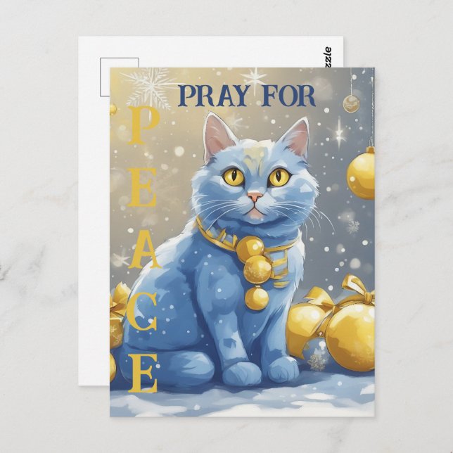 Beautiful Yellow Cat with Blue Eyes - ukraine Postcard (Front/Back)