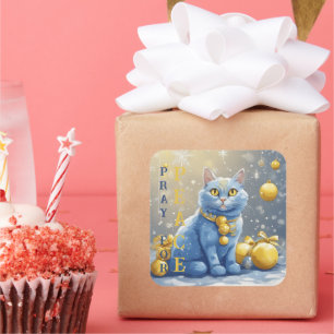 Beautiful Yellow Cat with Blue Eyes - ukraine Square Sticker