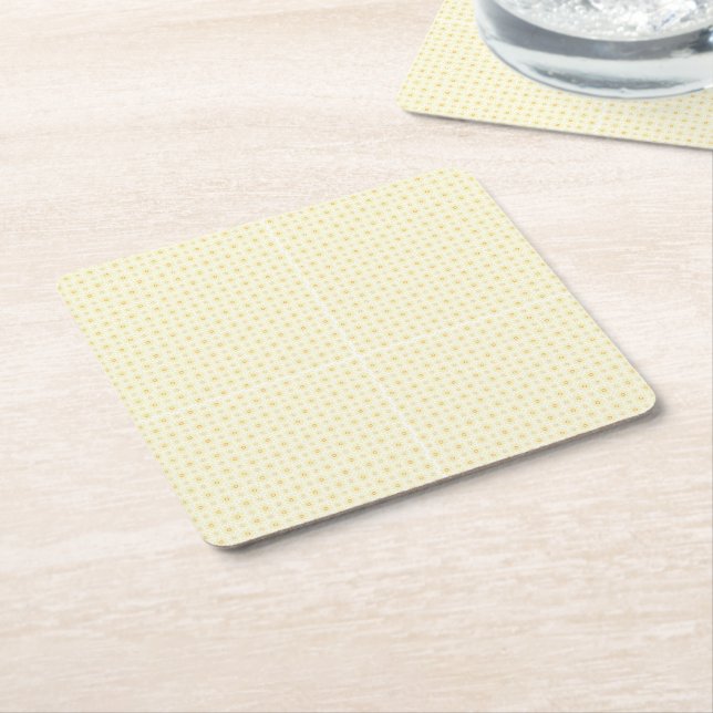 Beautiful Yellow Circles on White Background Square Paper Coaster (Angled)