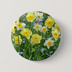 Beautiful yellow daffodil garden 6 cm round badge