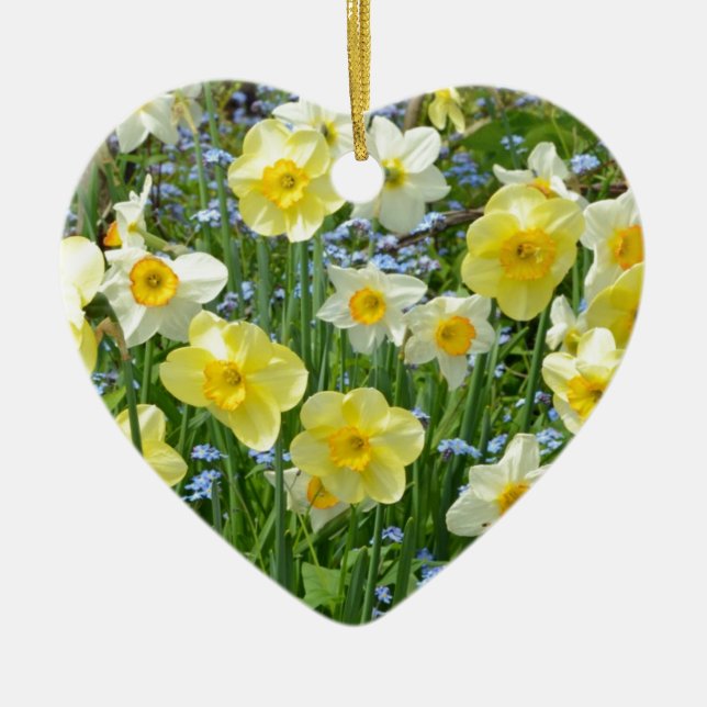 Beautiful yellow daffodil garden ceramic ornament (Front)