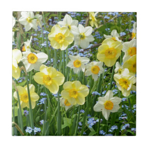 Beautiful yellow daffodil garden ceramic tile