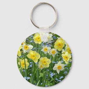 Beautiful yellow daffodil garden key ring