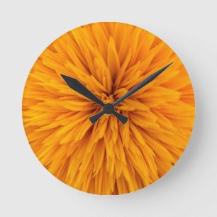 Beautiful Yellow Dahlia Flower Blossom Round Clock