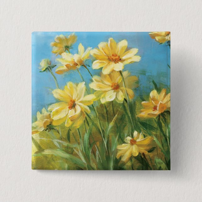 Beautiful Yellow Daisies 15 Cm Square Badge (Front)