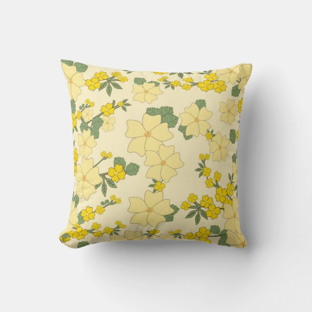 Beautiful yellow  floral art cushion (Front)