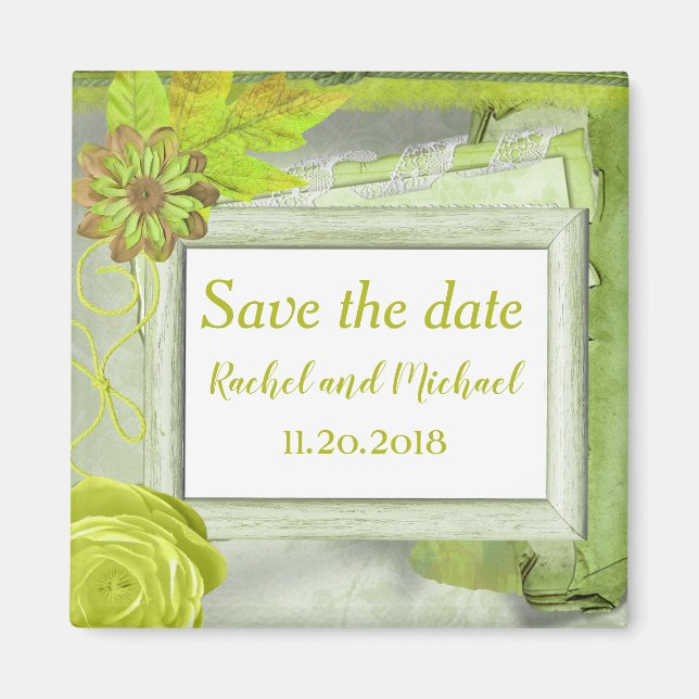 Beautiful Yellow Floral save the date Magnet (Front)
