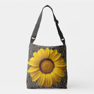 Beautiful yellow flower on abstract background crossbody bag