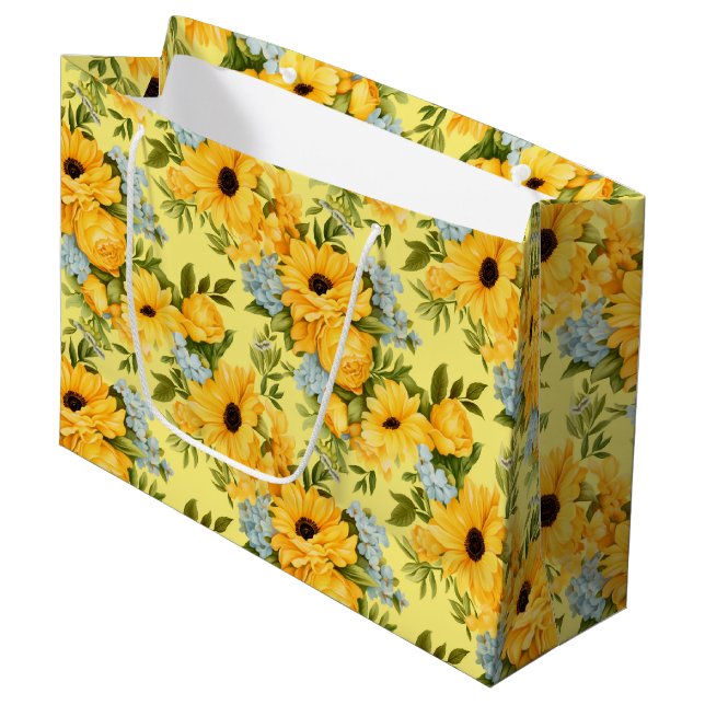 Beautiful yellow flowers large gift bag (Front Angled)