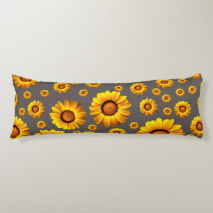 Beautiful yellow flowers on grey background body cushion