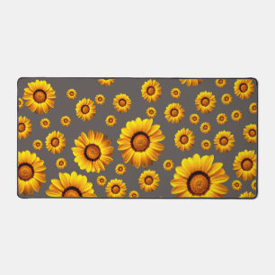 Beautiful yellow flowers on grey background desk mat