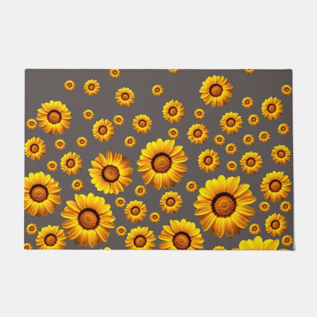 Beautiful yellow flowers on grey background    doormat (Front)