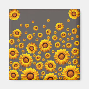 Beautiful yellow flowers on grey background magnet