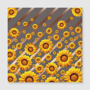 Beautiful yellow flowers on grey, brown stripes