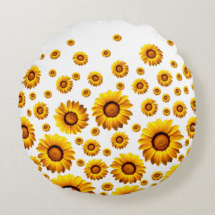 Beautiful yellow flowers round cushion