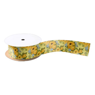 Beautiful yellow flowers satin ribbon