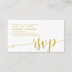 Beautiful Yellow Gold, Wedding Party RSVP respond Enclosure Card