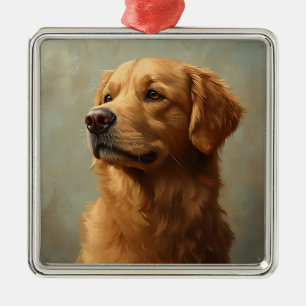 BEAUTIFUL YELLOW GOLDEN RETRIEVER DOG METAL ORNAMENT