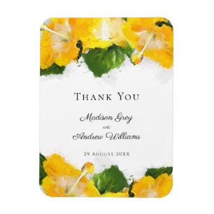 Beautiful Yellow Hibiscus Flower Art Thank You Magnet