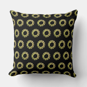 Beautiful  Yellow Inca Sun on Black Cushion