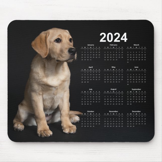 Beautiful Yellow Labrador Retriever 2024 Calendar Mouse Pad (Front)