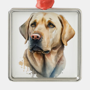 BEAUTIFUL YELLOW LABRADOR RETRIEVER DOG METAL ORNAMENT