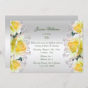Beautiful Yellow Peace Roses Flowers Birthday Invitation