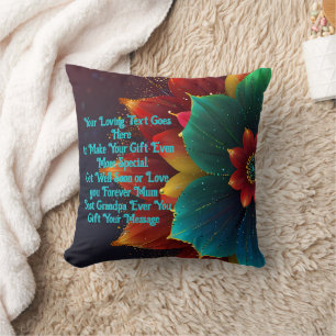 Beautiful Yellow & Pink Bloom Custom Gift Message Cushion