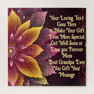 Beautiful Yellow & Pink Bloom Custom Gift Message Jigsaw Puzzle