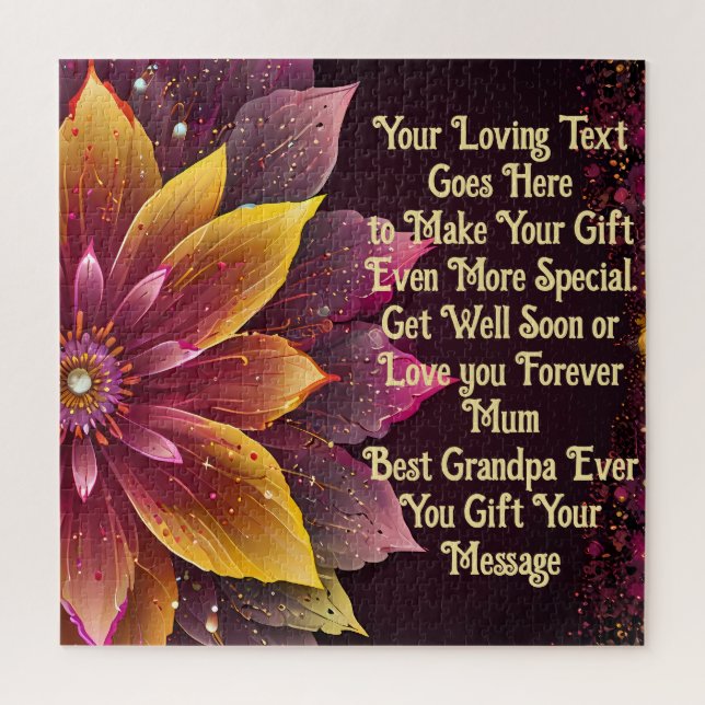 Beautiful Yellow & Pink Bloom Custom Gift Message Jigsaw Puzzle (Vertical)