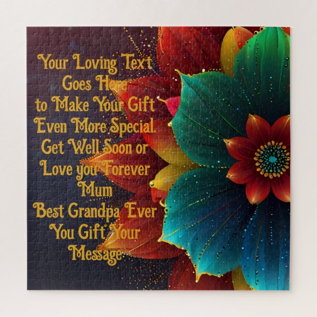 Beautiful Yellow & Pink Bloom Custom Gift Message Jigsaw Puzzle (Vertical)