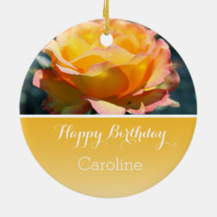 beautiful yellow rose birthday gift from a friend ceramic ornament