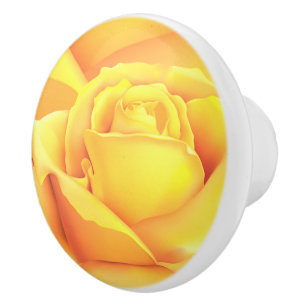 Beautiful Yellow Rose Ceramic Knob