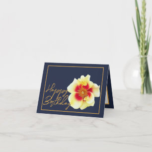 Beautiful Yellow Rose Chic Pretty Happy Birthday Card