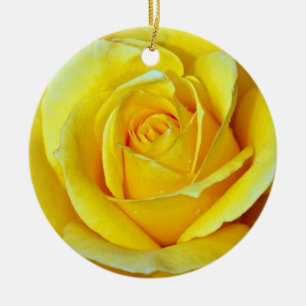 Beautiful yellow rose christmas ornament
