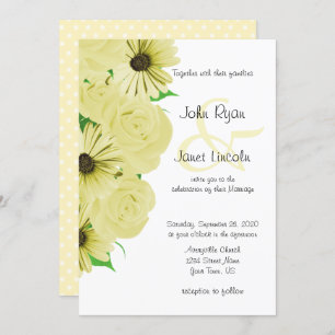 Beautiful Yellow Rose & Daisy Wedding Invitations