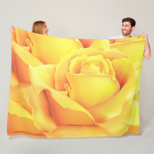 Beautiful Yellow Rose Fleece Blanket