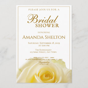 Beautiful Yellow Rose Floral Bridal Shower Invitation