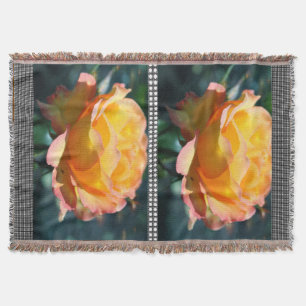 beautiful yellow rose flower. floral photo art. throw blanket