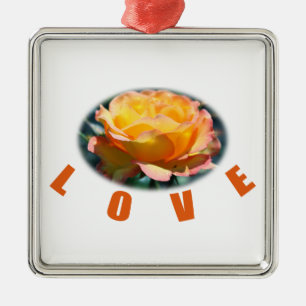 beautiful yellow rose flower photo art love gift metal ornament