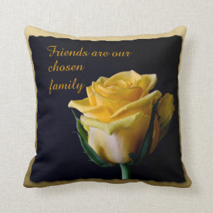 Beautiful Yellow Rose on Black and Gold Pillow