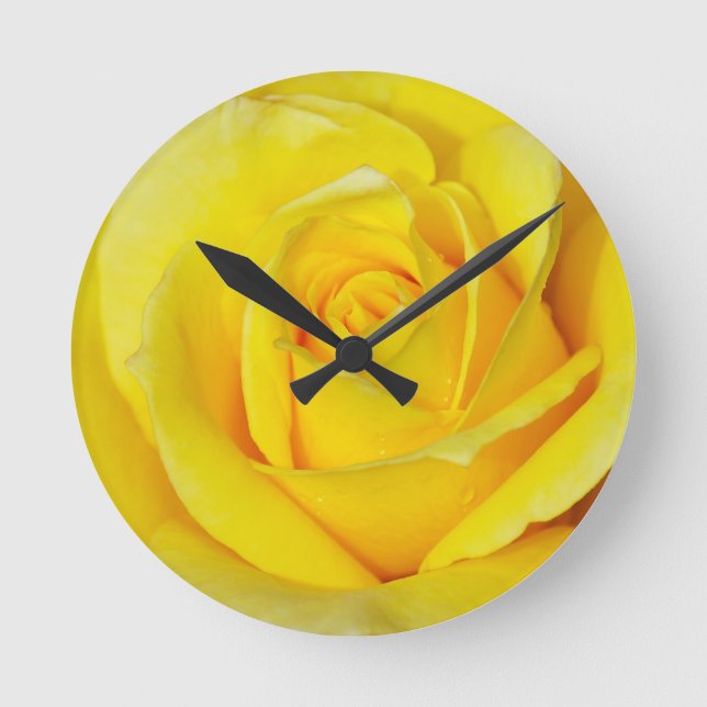 Beautiful yellow rose petals round clock (Front)