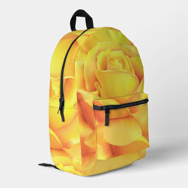 Beautiful Yellow Rose Printed Backpack (Back Corner Left)