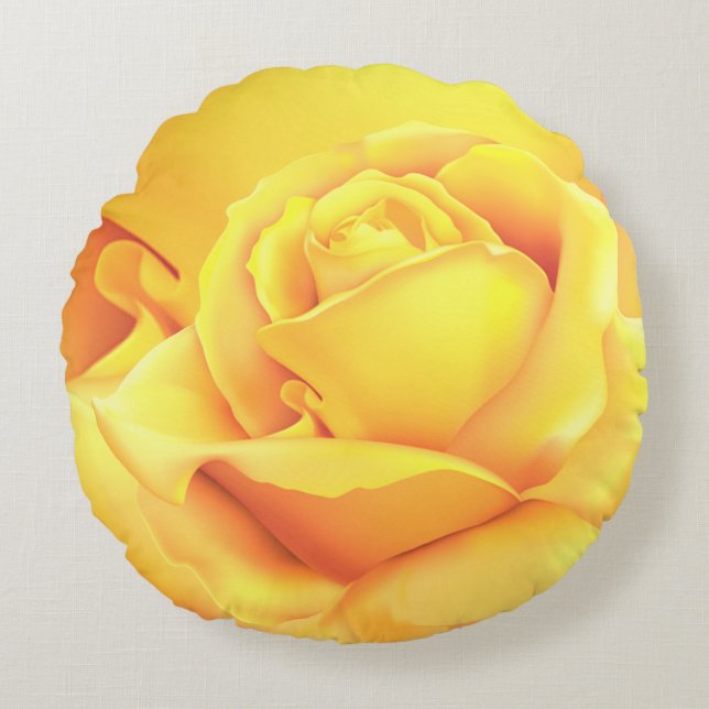 Beautiful Yellow Rose Round Cushion (Front)