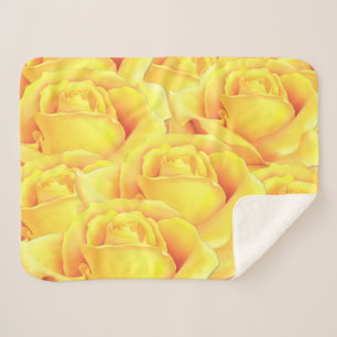 Beautiful Yellow Rose Sherpa Blanket