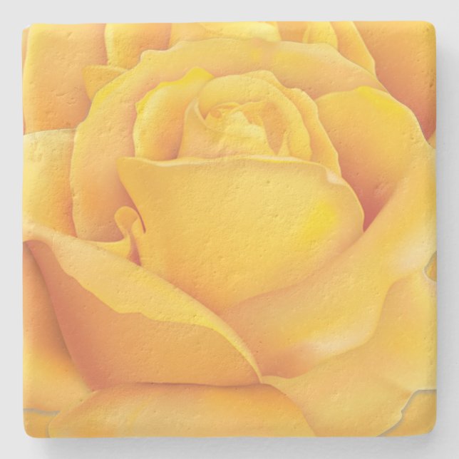 Beautiful Yellow Rose Stone Coaster (Front)