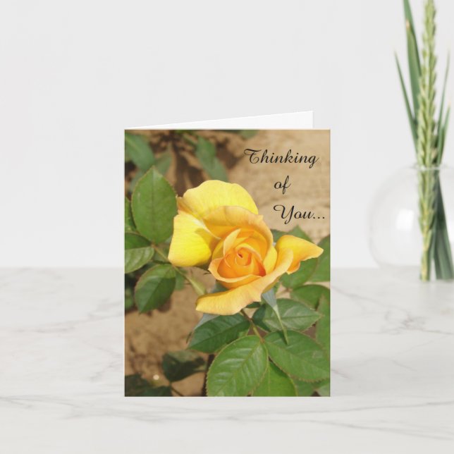 Beautiful Yellow Rose Thinking of You Card (Front)