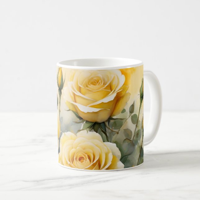 Beautiful Yellow Roses Coffee Mug (Front Right)